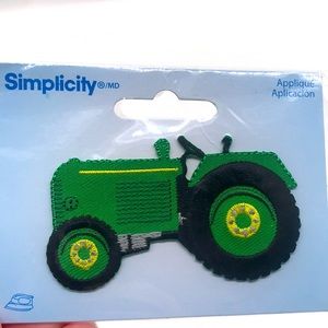 Simplicity Embroidered Iron-on/Sew-on Appliqué, Green, Black & Yellow Tractor